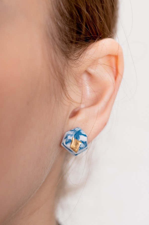 gemstone 젬스톤 세라믹 귀걸이 마블 블루/마블 옐로우_3colors